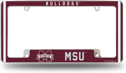 Mississippi State University Bulldogs Metal License Plate Frame Chrome Tag Cover Alternate Design 6x12 Inch by Fielders Choice