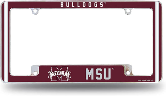 Mississippi State University Bulldogs Metal License Plate Frame Chrome Tag Cover Alternate Design 6x12 Inch by Fielders Choice
