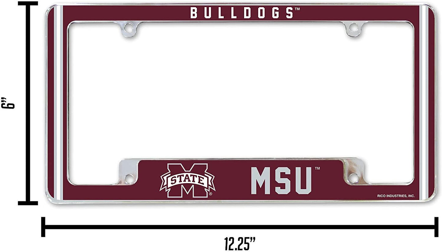 Mississippi State University Bulldogs Metal License Plate Frame Chrome Tag Cover Alternate Design 6x12 Inch by Fielders Choice