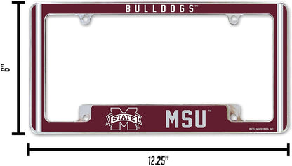 Mississippi State University Bulldogs Metal License Plate Frame Chrome Tag Cover Alternate Design 6x12 Inch by Fielders Choice