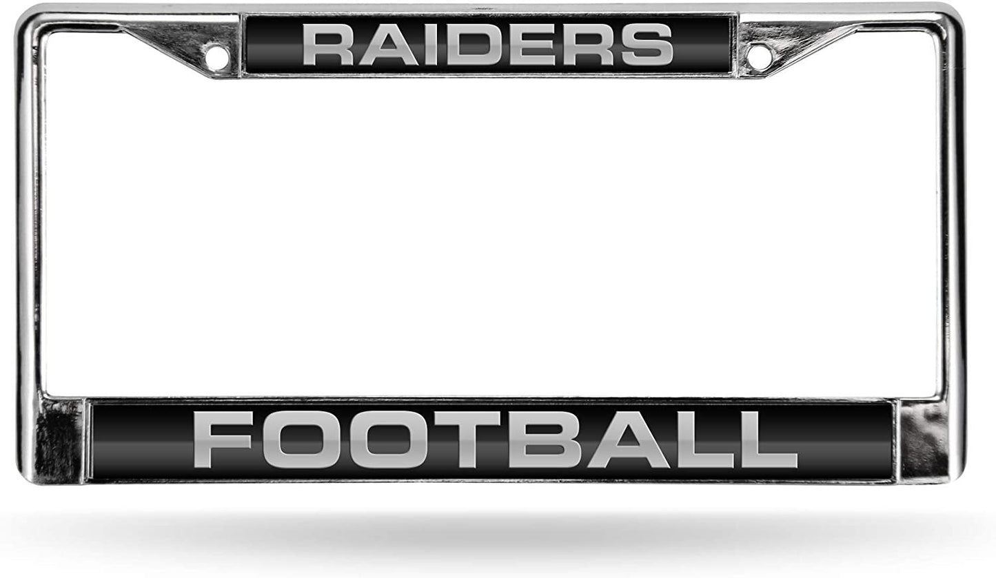 Las Vegas Raiders Chrome Metal License Plate Frame Tag Cover, Laser Acrylic Mirrored Inserts, 12x6 Inch by Fielders Choice