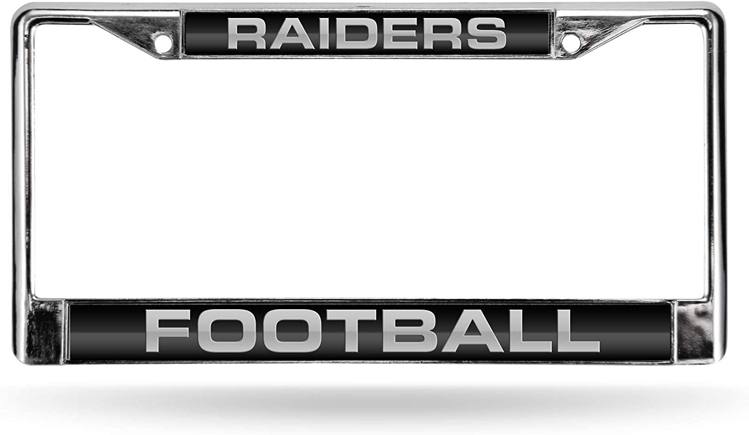 Las Vegas Raiders Chrome Metal License Plate Frame Tag Cover, Laser Acrylic Mirrored Inserts, 12x6 Inch by Fielders Choice