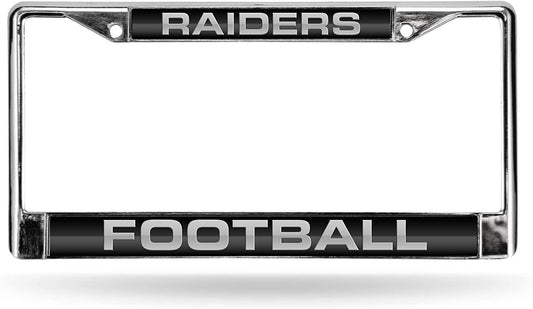 Las Vegas Raiders Chrome Metal License Plate Frame Tag Cover, Laser Acrylic Mirrored Inserts, 12x6 Inch by Fielders Choice