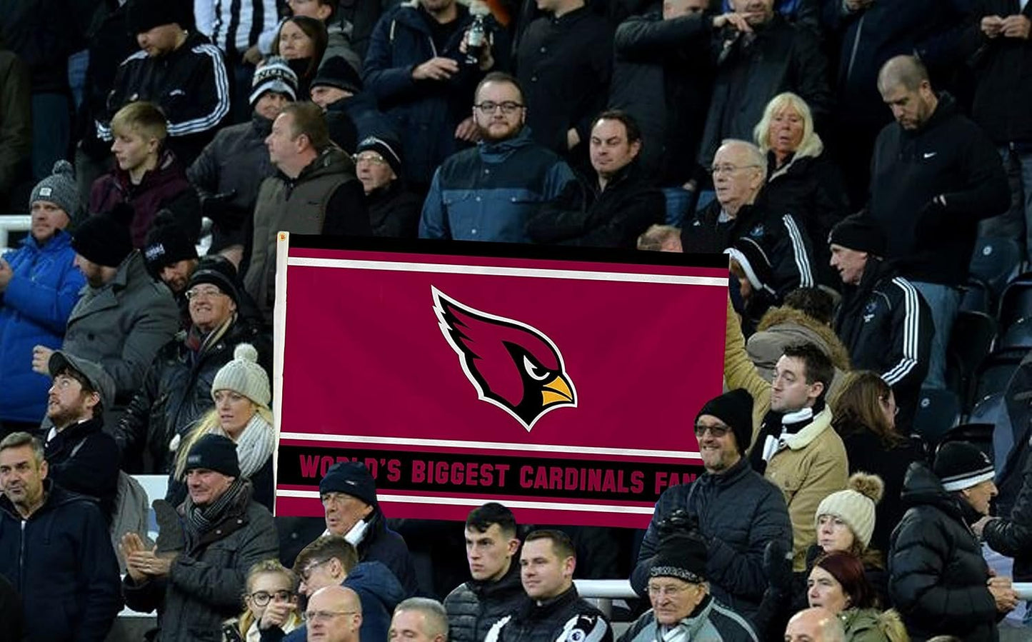 Arizona Cardinals 3x5 Feet Flag Banner, World's Biggest Fan, Metal Grommets, Single Sided, Indoor or Outdoor Use by Fielders Choice