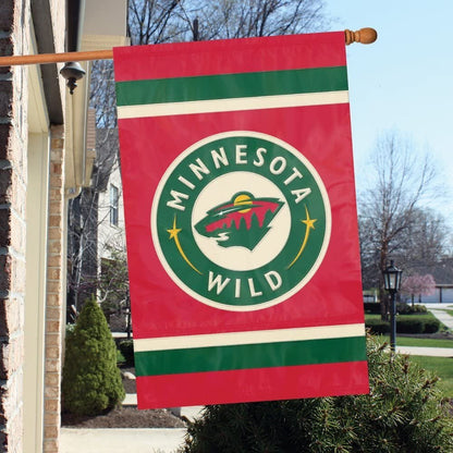 Minnesota Wild Banner Flag Embroidered Premium 2-sided 28x44 Outdoor Football by Fielders Choice