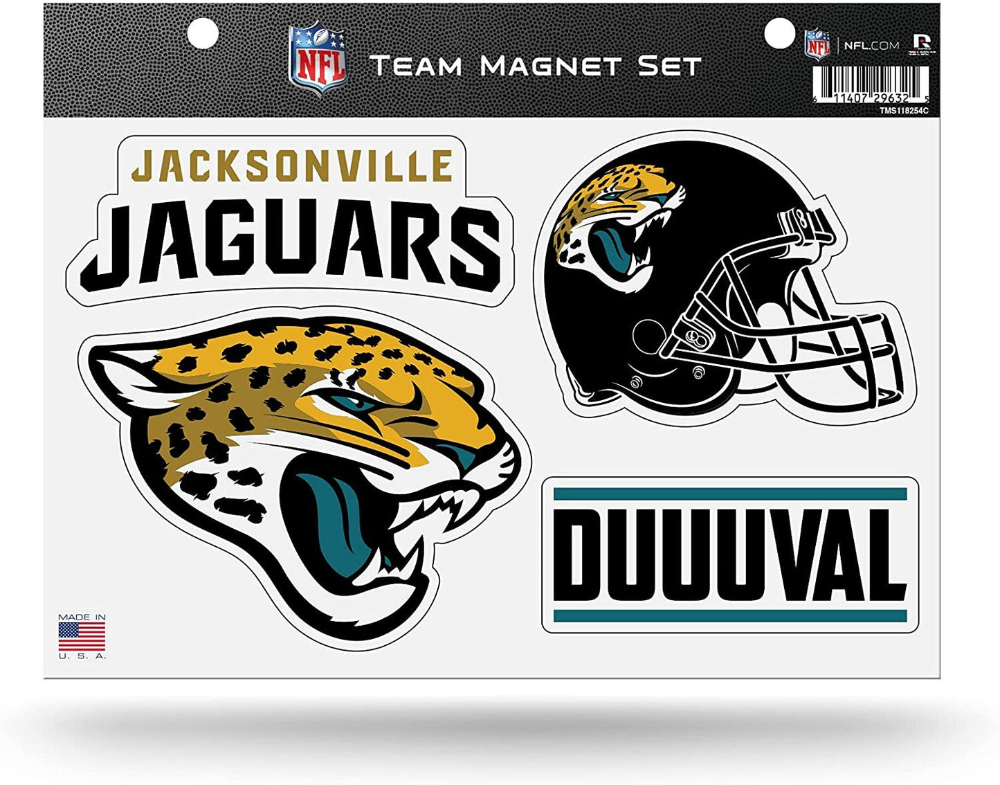 Jacksonville Jaguars 4 Piece Team Magnet Sheet Set 8.5x11 Inch Alternate Design by Fielders Choice