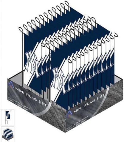 New York Yankees Premium 24 Count Mini Garden Flag Banner Set, Includes Metal Display Poles - Great for a Party Tailgating by Fielders Choice