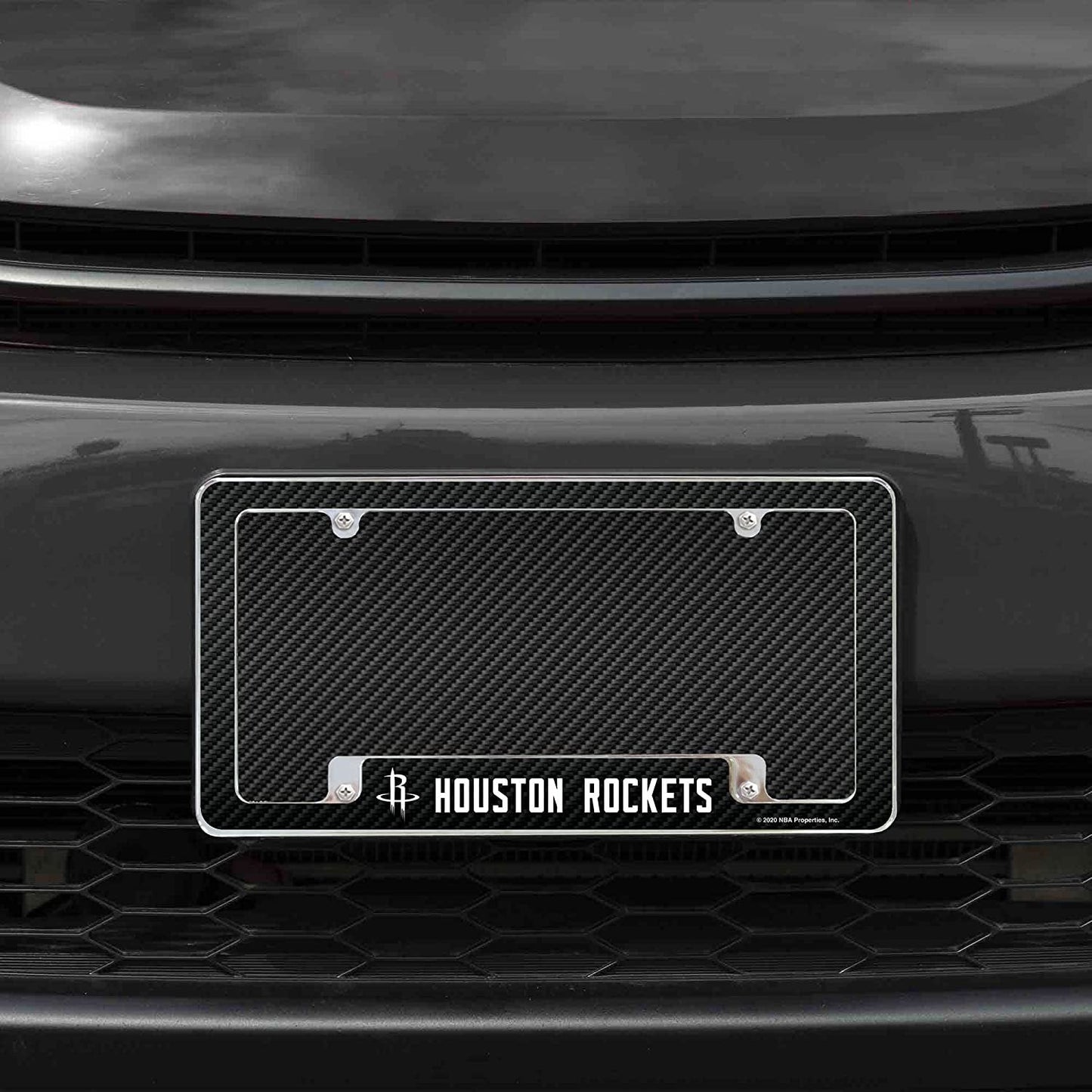 Houston Rockets Metal License Plate Frame Chrome Tag Cover Carbon Fiber Design 6x12 Inch by Fielders Choice