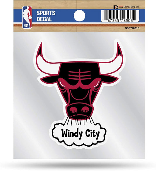Chicago Bulls 4x4 Inch Die Cut Decal Sticker, Retro Logo, Clear Backing by Fielders Choice