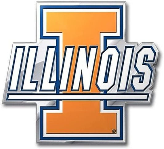 University of Illinois Illini Auto Emblem, Aluminum Metal, Embossed Team Color, Raised Decal Sticker, Full Adhesive Backing by Fielders Choice
