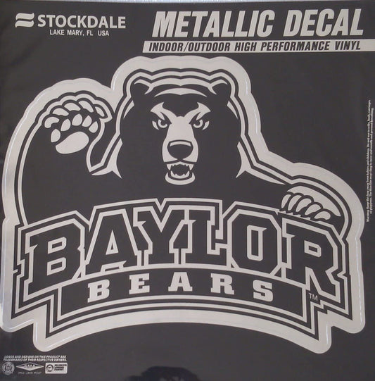 Baylor University Bears 12 Inch Decal Sticker, Metallic Chrome Shimmer Design by Fielders Choice
