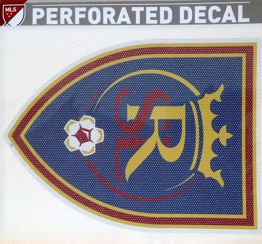 Real Salt Lake MLS 12 Inch Preforated Window Film Decal Sticker, One-Way Vision, Adhesive Backing by Fielders Choice