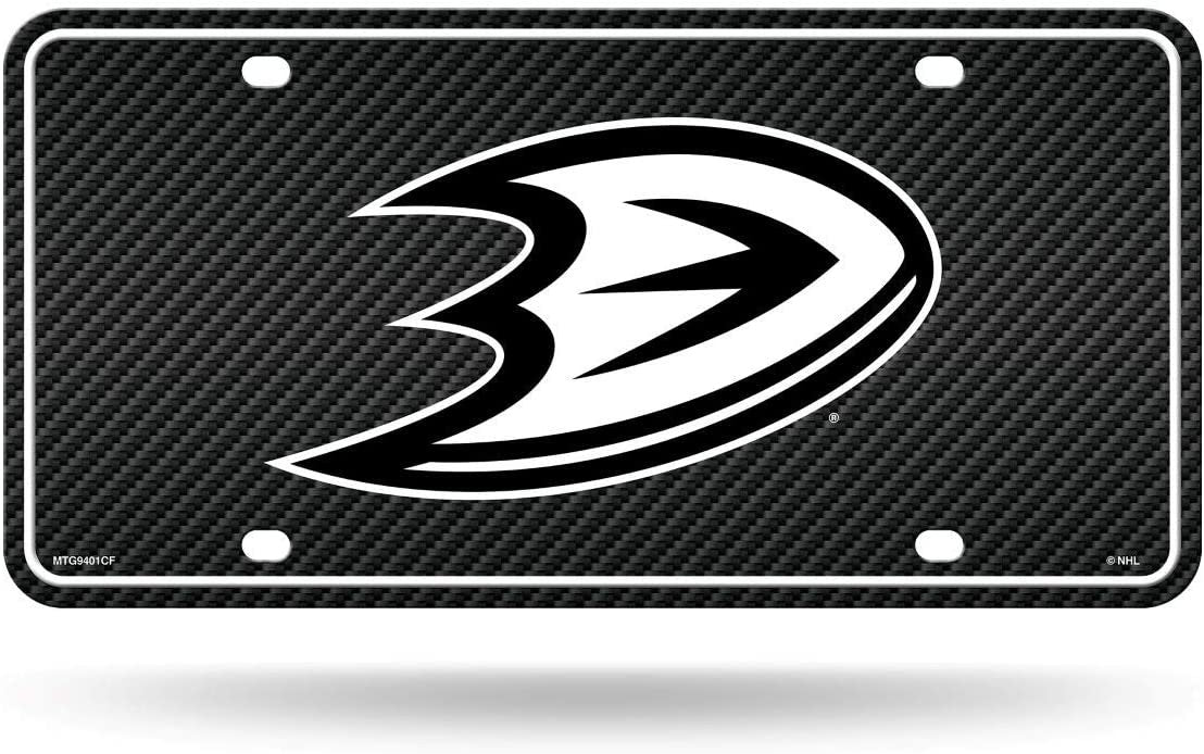Anaheim Ducks Metal License Plate Auto Tag, Carbon Fiber Design, 6x12 Inch by Fielders Choice