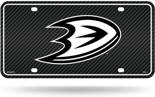 Anaheim Ducks Metal License Plate Auto Tag, Carbon Fiber Design, 6x12 Inch by Fielders Choice