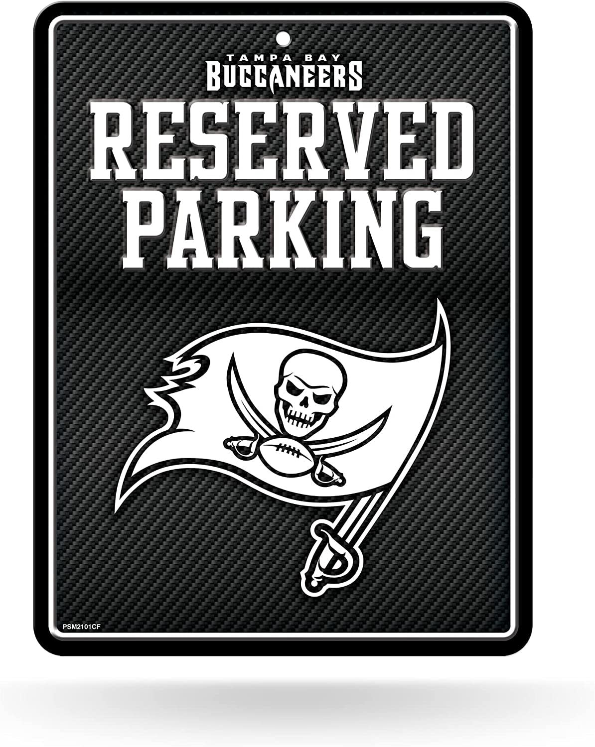 Tampa Bay Buccaneers Metal Parking Novelty Wall Sign 8.5 x 11 Inch Carbon Fiber Design by Fielders Choice