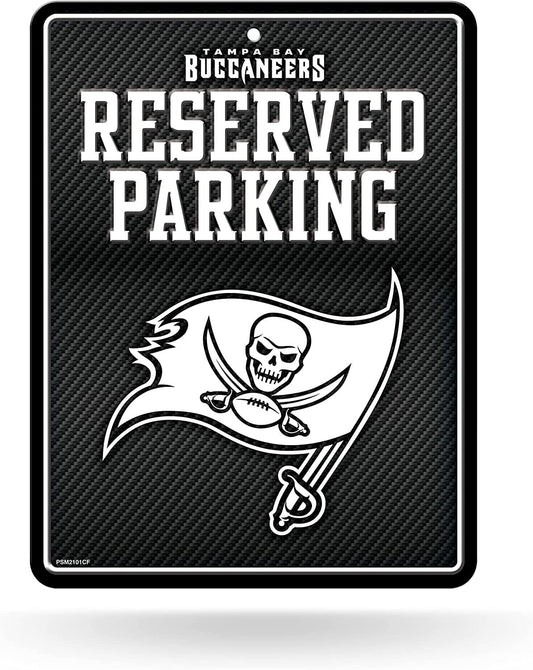 Tampa Bay Buccaneers Metal Parking Novelty Wall Sign 8.5 x 11 Inch Carbon Fiber Design by Fielders Choice