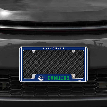Vancouver Canucks Metal License Plate Frame Chrome Tag Cover Alternate Design 6x12 Inch by Fielders Choice