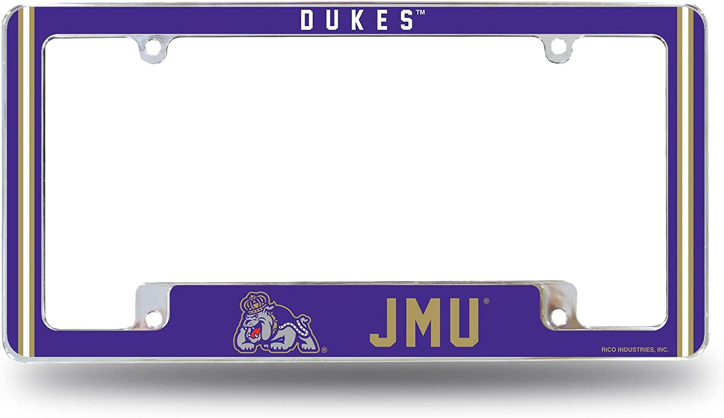 James Madison University Dukes Metal License Plate Frame Chrome Tag Cover 12x6 Inch Alternate Design by Fielders Choice