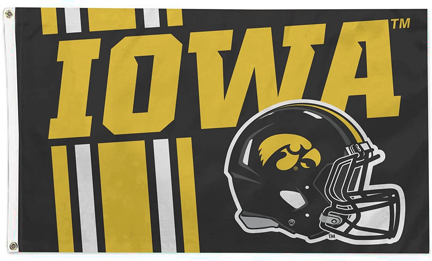 University of Iowa Hawkeyes Flag Banner 3x5 Feet Metal Grommets Helmet Design by Fielders Choice