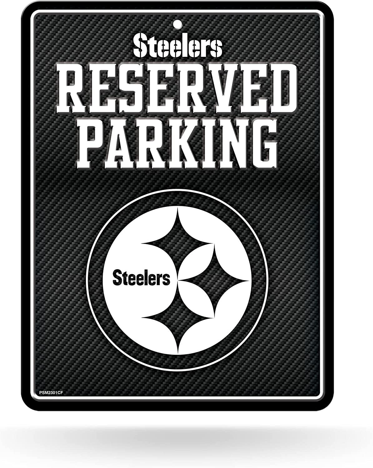 Pittsburgh Steelers Metal Parking Novelty Wall Sign 8.5 x 11 Inch Carbon Fiber Design by Fielders Choice