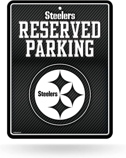 Pittsburgh Steelers Metal Parking Novelty Wall Sign 8.5 x 11 Inch Carbon Fiber Design by Fielders Choice