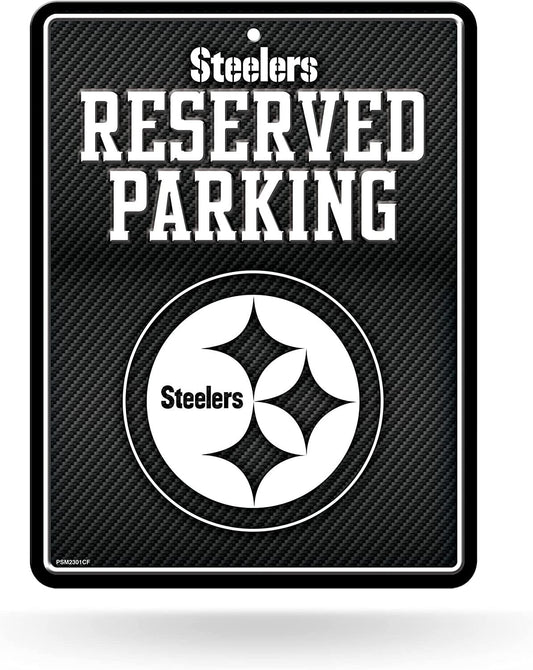 Pittsburgh Steelers Metal Parking Novelty Wall Sign 8.5 x 11 Inch Carbon Fiber Design by Fielders Choice