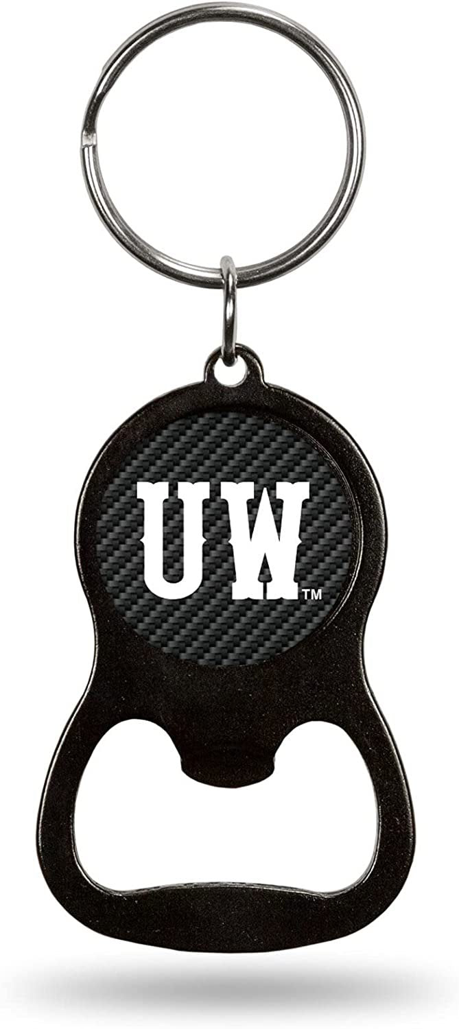 University of Wyoming Cowboys Keychain Bottle Opener Carbon Fiber Design Metal by Fielders Choice