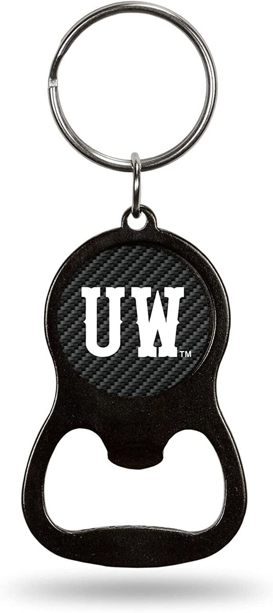 University of Wyoming Cowboys Keychain Bottle Opener Carbon Fiber Design Metal by Fielders Choice