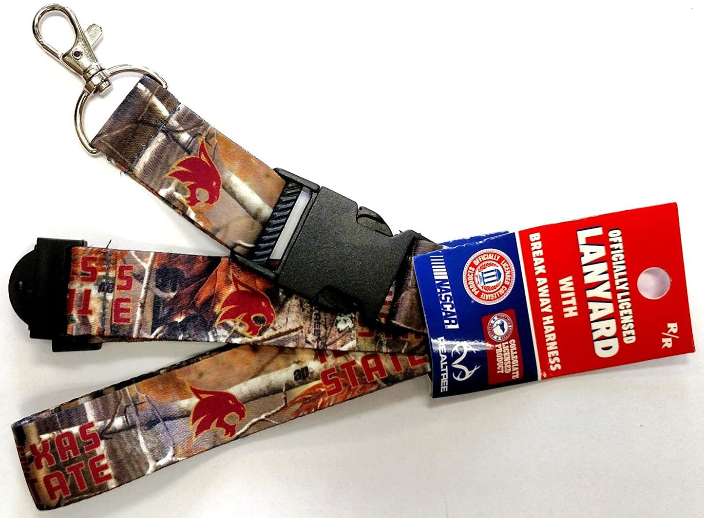 Texas State University Bobcats Camo Lanyard Keychain Double Sided Breakaway Safety Design Adult 18 Inch by Fielders Choice