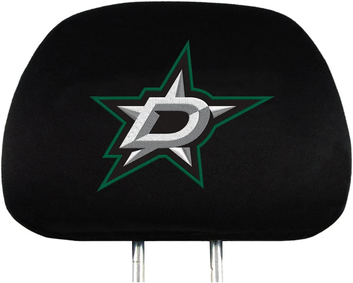 Dallas Stars Premium Pair of Auto Head Rest Covers, Black, Elastic, 10x14 Inch by Fielders Choice