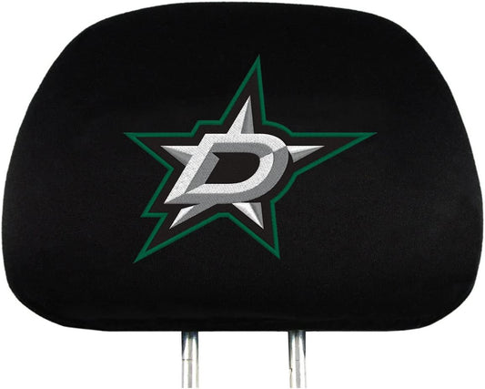 Dallas Stars Premium Pair of Auto Head Rest Covers, Black, Elastic, 10x14 Inch by Fielders Choice