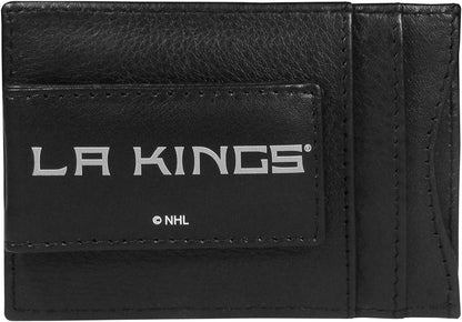 Los Angeles Kings Black Leather Wallet, Front Pocket Magnetic Money Clip, Printed Logo by Fielders Choice