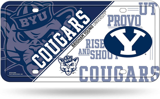 Brigham Young University Cougars BYU Metal Tag License Plate Split Design 6x12 Inch by Fielders Choice