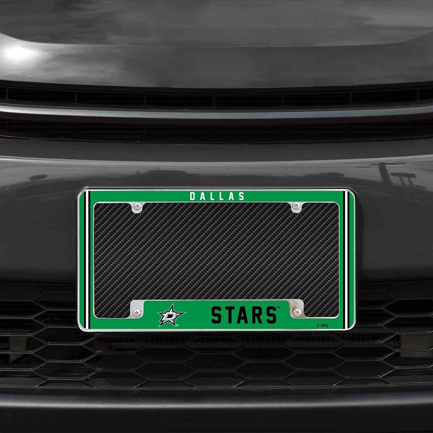 Dallas Stars Metal License Plate Frame Chrome Tag Cover Alternate Design 6x12 Inch by Fielders Choice