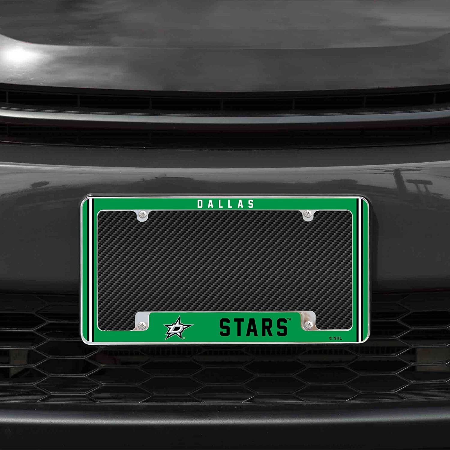 Dallas Stars Metal License Plate Frame Chrome Tag Cover Alternate Design 6x12 Inch by Fielders Choice
