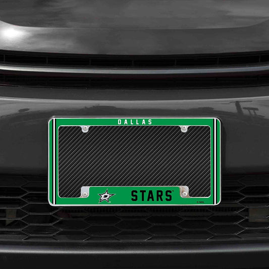 Dallas Stars Metal License Plate Frame Chrome Tag Cover Alternate Design 6x12 Inch by Fielders Choice