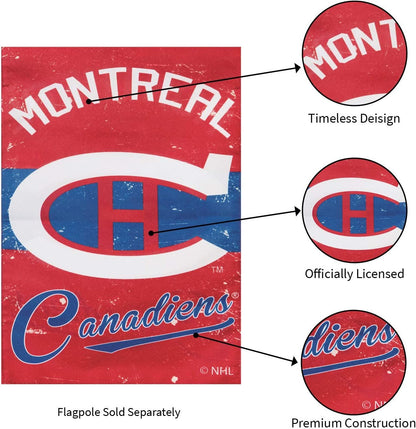 Montreal Canadiens Premium Linen Banner Flag Double Sided 28x44 Inch Vintage Logo Design Outdoor by Fielders Choice