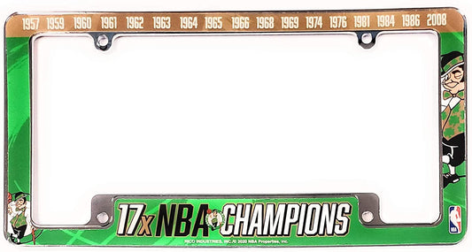 Boston Celtics 17X Champions Metal License Plate Frame Chrome Tag Cover, All Over Design, 12x6 Inch by Fielders Choice