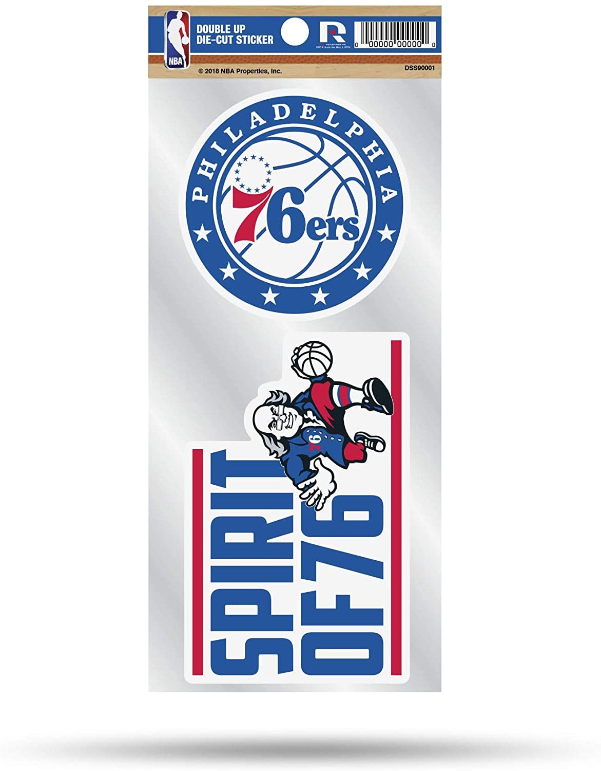 Philadelphia 76ers 2-Piece Double Up Die Cut Sticker Decal Sheet, 4x8 Inch by Anti Spier