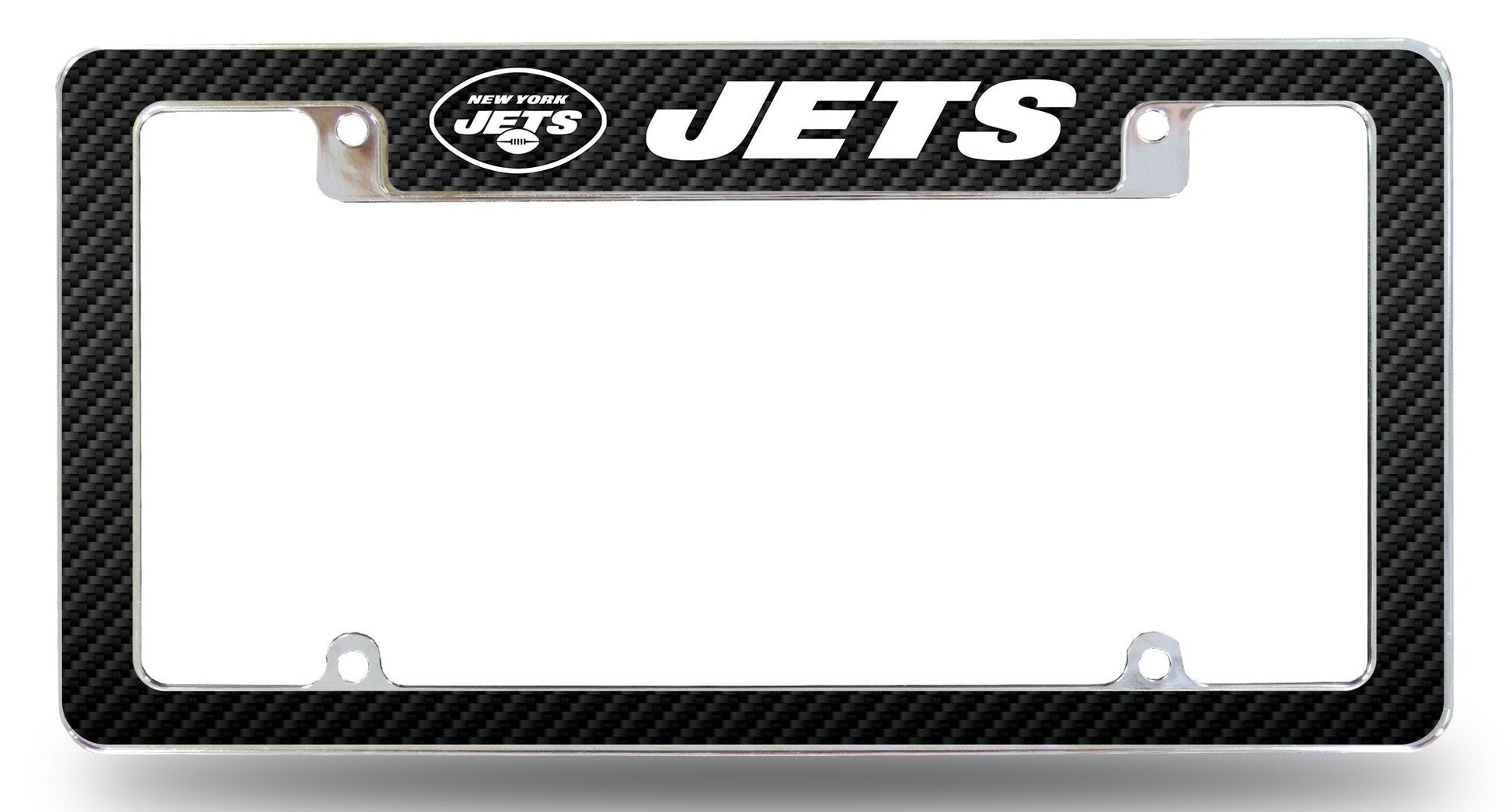 New York Jets Metal License Plate Frame Chrome Tag Cover, Carbon Fiber Design, 6x12 Inch by Fielders Choice