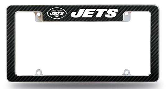 New York Jets Metal License Plate Frame Chrome Tag Cover, Carbon Fiber Design, 6x12 Inch by Fielders Choice