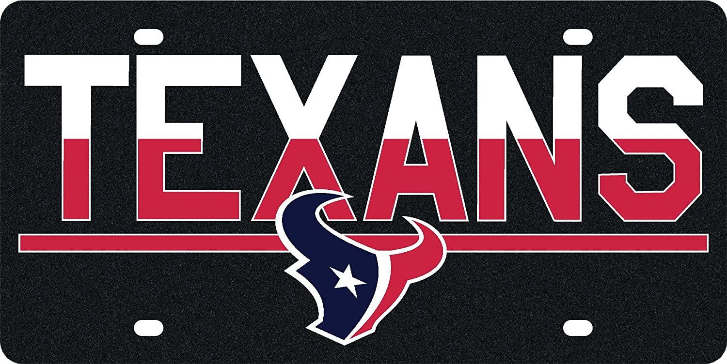 Houston Texans Premium Laser Cut Tag License Plate, Duo-Tone, Mirrored Acrylic Inlaid, 12x6 Inch by Fielders Choice