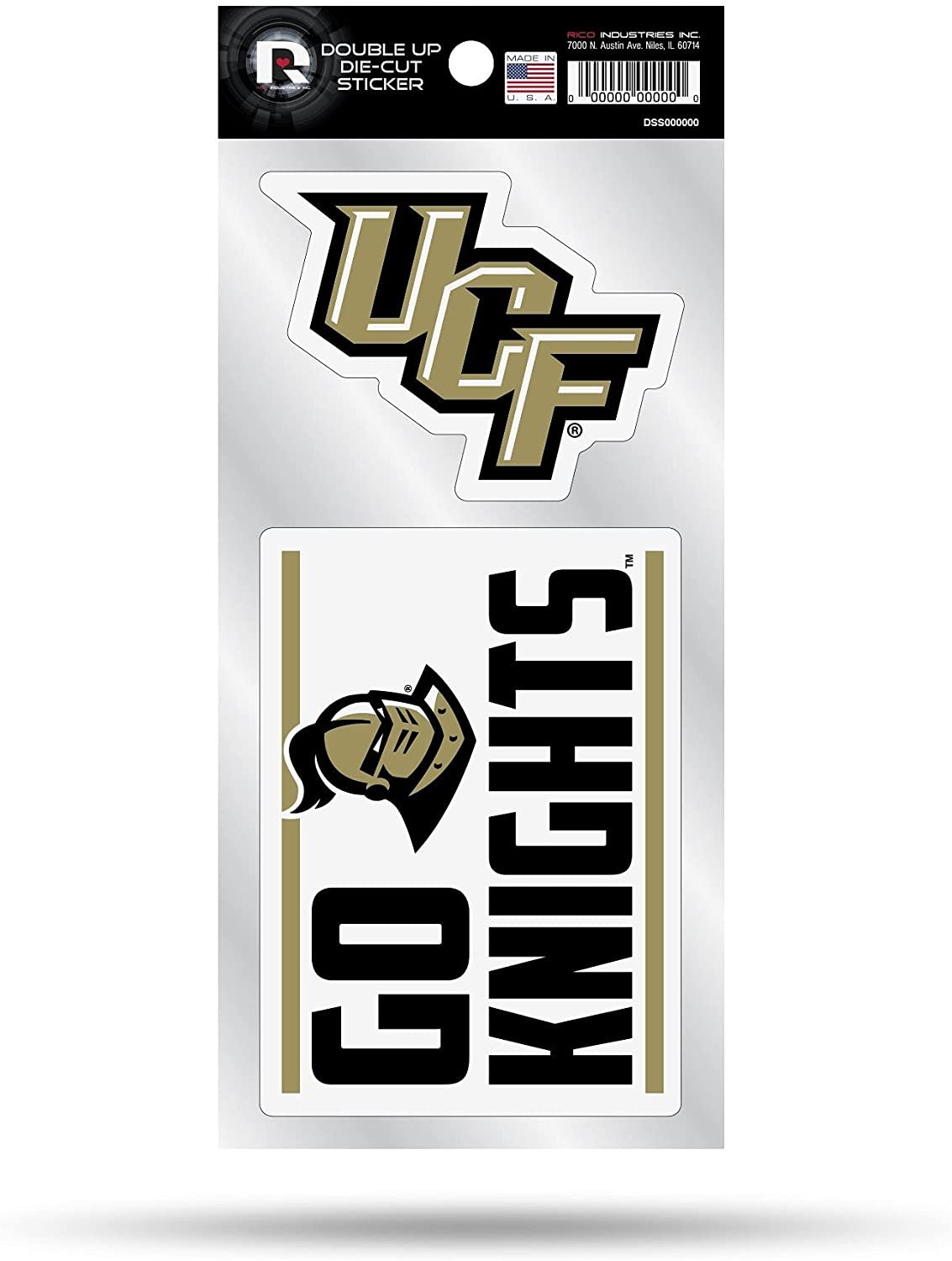 University of Central Florida Knights UCF 2-Piece Double Up Die Cut Sticker Decal Sheet, 4x8 Inch by Fielders Choice