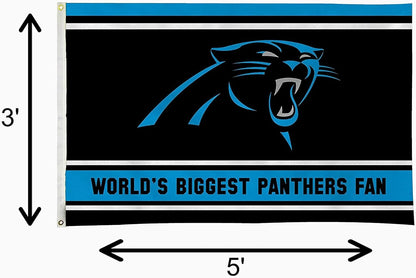 Carolina Panthers 3x5 Feet Flag Banner, World's Biggest Fan, Metal Grommets, Single Sided, Indoor or Outdoor Use by Fielders Choice