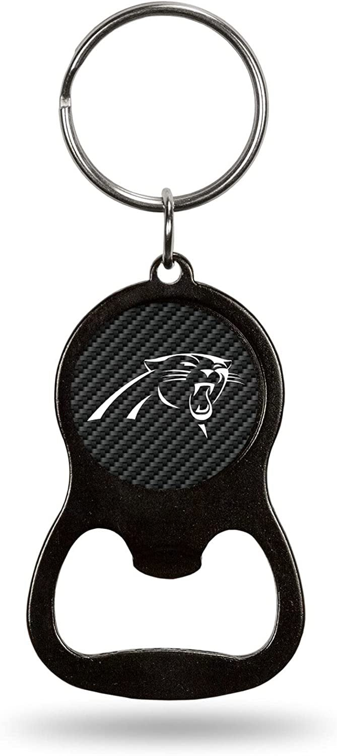 Carolina Panthers Keychain Bottle Opener Carbon Fiber Design Metal Football by Fielders Choice