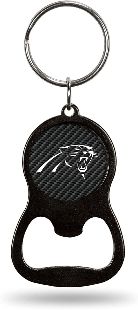 Carolina Panthers Keychain Bottle Opener Carbon Fiber Design Metal Football by Fielders Choice