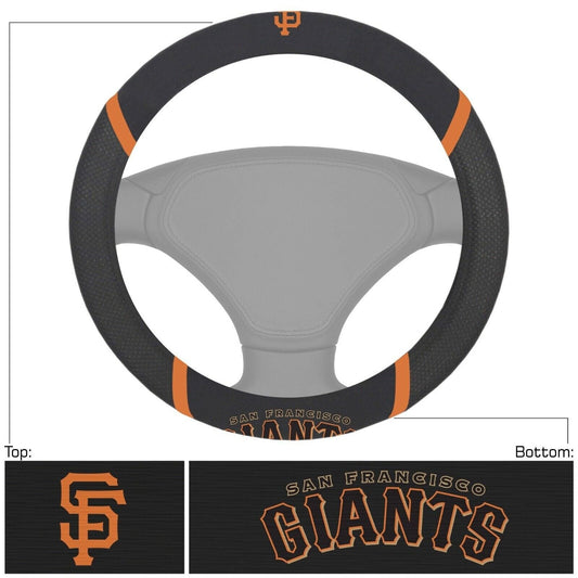 San Francisco Giants Steering Wheel Cover Premium Embroidered Black 15 Inch by Fielders Choice