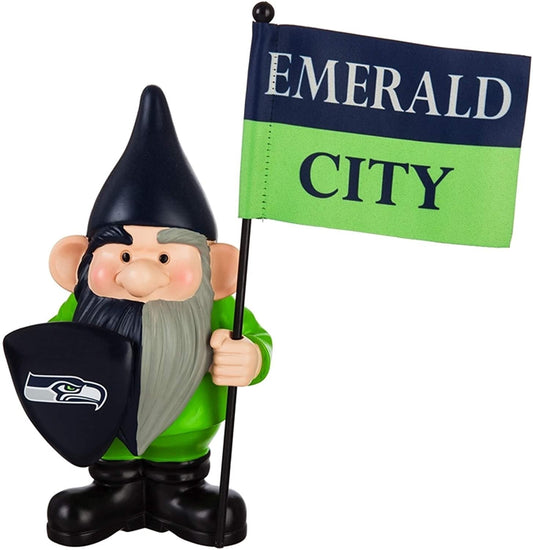 Seattle Seahawks 10 Inch Outdoor Garden Gnome, Includes Team Flag by Fielders Choice