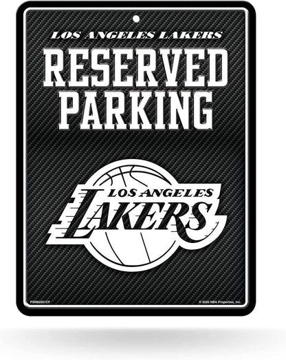 Los Angeles Lakers Metal Parking Novelty Wall Sign 8.5 x 11 Inch Carbon Fiber Design by Fielders Choice