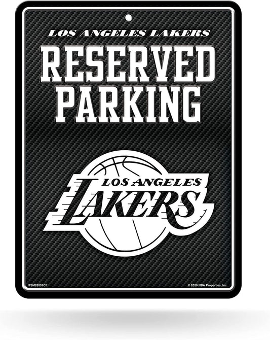 Los Angeles Lakers Metal Parking Novelty Wall Sign 8.5 x 11 Inch Carbon Fiber Design by Fielders Choice